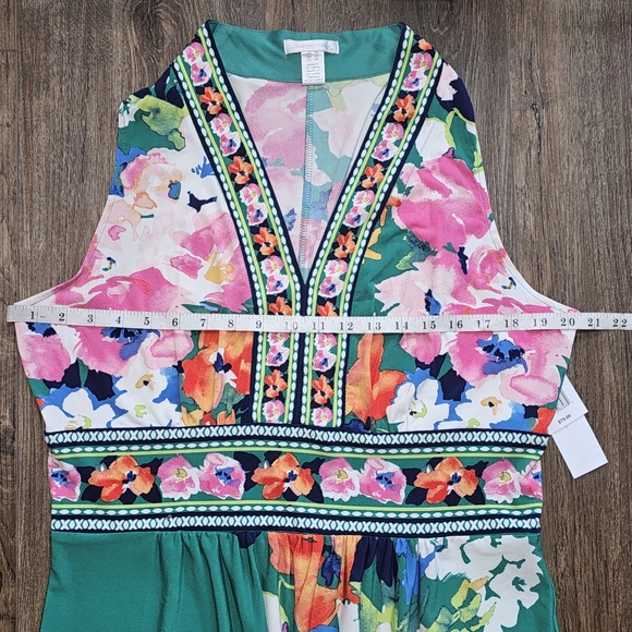 London Times Dress Sz 16 Sleeveless V-Neck Floral Maxi Preppy, Vacationwear - Picture 10 of 16